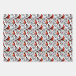 Winter Kardinal und Florals Weihnachten Geschenkpapier Set