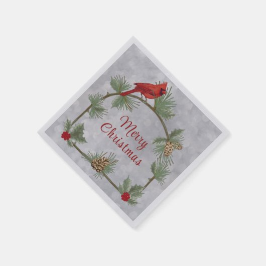 Winter Kardinal und Pines Papier Napkin Serviette (Ecke)