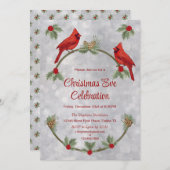 Winter Kardinal und Pinien Party Einladung (Vorne/Hinten)