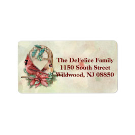 Winter-Kardinal verbinden sich mit Poinsettia Adressaufkleber