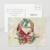 Winter-Kardinal verbinden sich mit Poinsettia Postkarte (Vorne/Hinten)