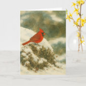 Winter Kardinal Watercolor_1 Karte (Gelbe Blume)