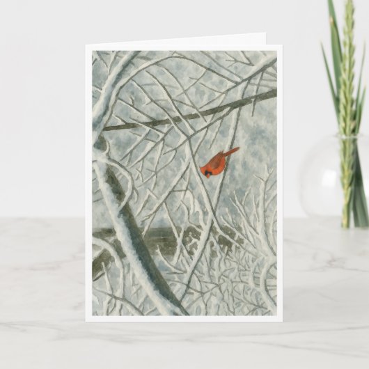 Winter Kardinal Watercolor_3 Karte (Vorderseite)