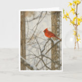 Winter Kardinal Watercolor_4 Karte (Gelbe Blume)