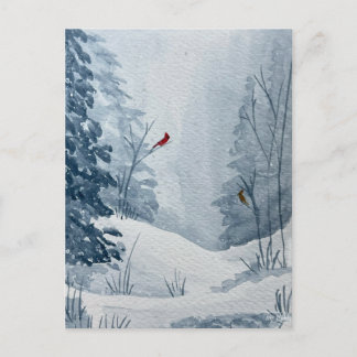 Winter-Kardinäle Postkarte