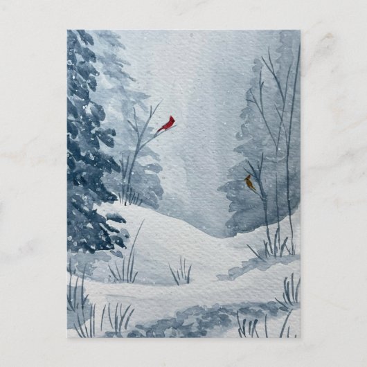 Winter-Kardinäle Postkarte (Vorderseite)