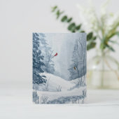 Winter-Kardinäle Postkarte (Stehend Vorderseite)