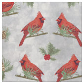 Winter-Kardinäle und Kiefernstoffe Stoff (Nahaufnahme)