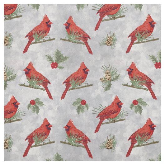 Winter-Kardinäle und Kiefernstoffe Stoff (Muster)