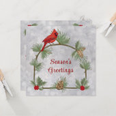 Winter-Kardinäle und Pinien-Flachbildschirm Karte (Vorderseite/Rückseite Beispiel)