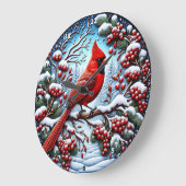 Winter Kardinals Lied" - Festliche Naturdekoration Große Wanduhr (Winkel)