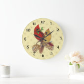 Winter Kardinals Pine und Holly Große Wanduhr (Zuhause)