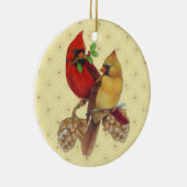 Winter Kardinals Pine und Holly Keramikornament (Rechts)