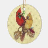 Winter Kardinals Pine und Holly Keramikornament (Links)