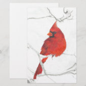 Winter-Kardinals-Zeichnen Briefpapier (Vorne/Hinten)