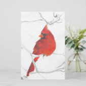 Winter-Kardinals-Zeichnen Briefpapier (Stehend Vorderseite)