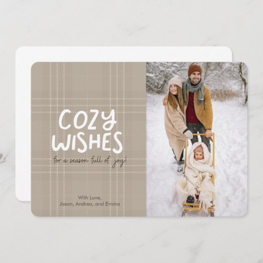Winter Kariert Cosy wünscht Weihnachtskarte Einladung (Vorne/Hinten)