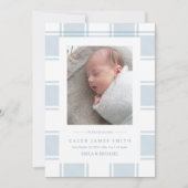 Winter Kariert Foto Baby Birth Announction Card Ankündigung (Vorderseite)