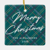 Winter Kariert frohe Weihnachtsschmuck - Grün (Vorderseite)
