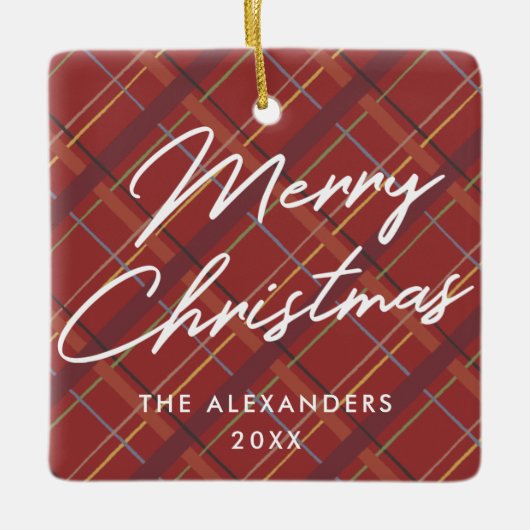 Winter Kariert Frohe Weihnachtsschmuck - Rot (Vorderseite)