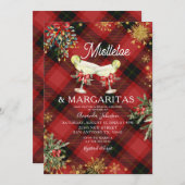 Winter Kariert Mistletoe & Margaritas Brautparty Einladung (Vorne/Hinten)