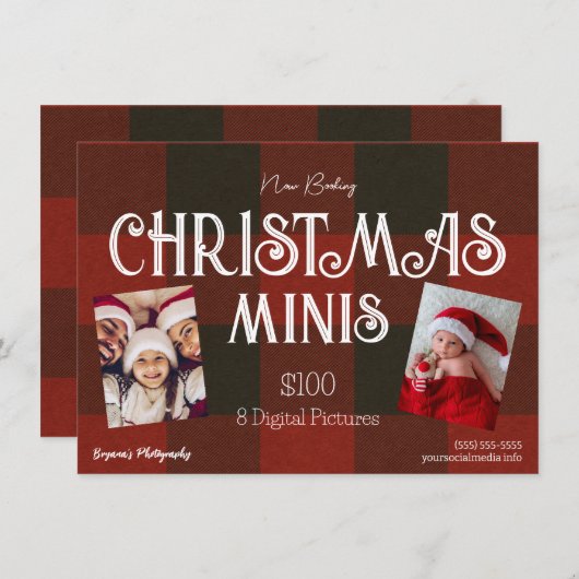 Winter Kariert Weihnachts Minis Fotografy Flyer Einladung (Vorne/Hinten)