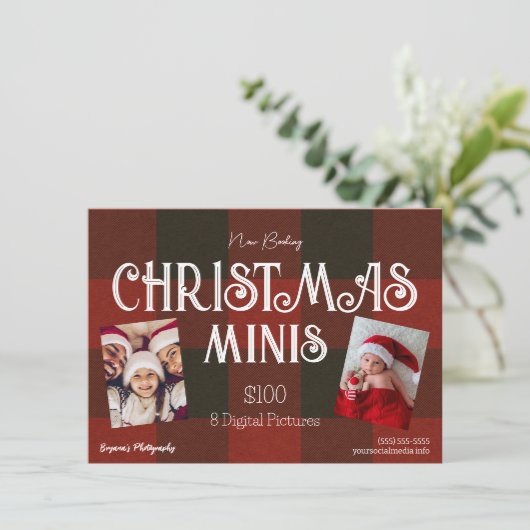 Winter Kariert Weihnachts Minis Fotografy Flyer Einladung (Stehend Vorderseite)