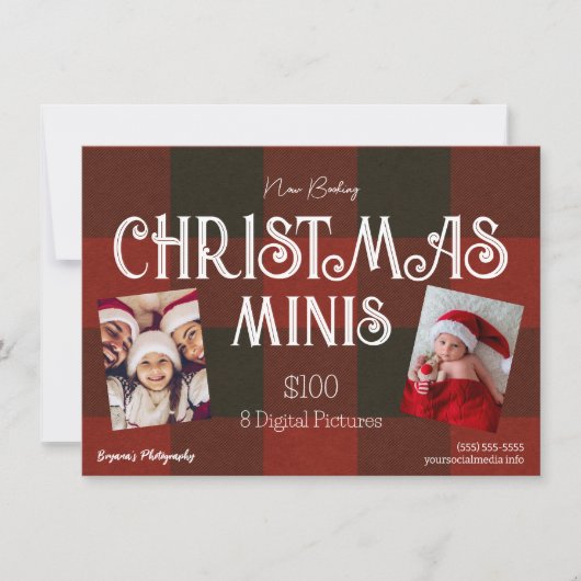 Winter Kariert Weihnachts Minis Fotografy Flyer Einladung (Vorderseite)