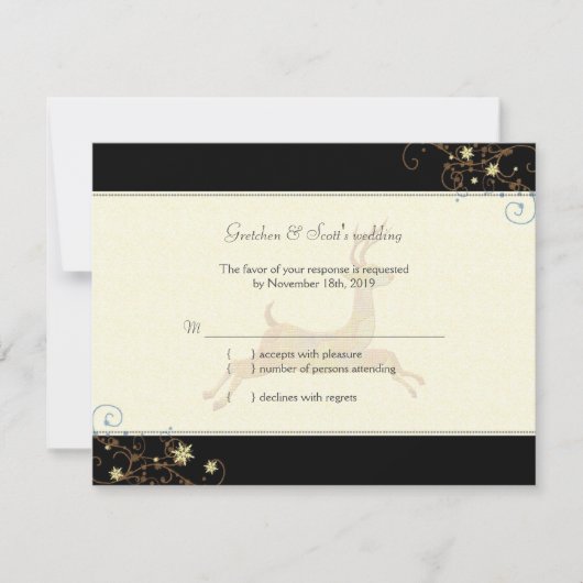 Winter Kariou Wedding RSVP Card Karte (Vorderseite)