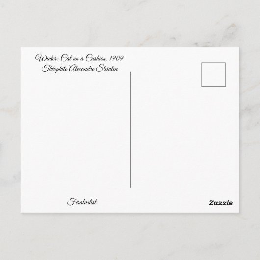 Winter: Katze auf einem Kissen, R. Steinlen Postkarte (Rückseite)