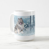 Winter Keeshond Kaffeetasse (Vorderseite Links)