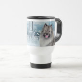 Winter Keeshond Reisebecher (VorderseiteRechts)