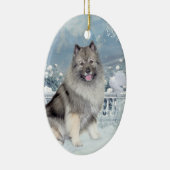 Winter Keeshond Weihnachten Keramik Ornament (Rechts)