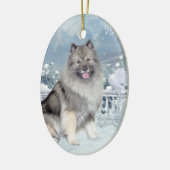 Winter Keeshond Weihnachten Keramik Ornament (Links)
