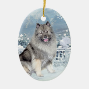 Winter Keeshond Weihnachten Keramik Ornament