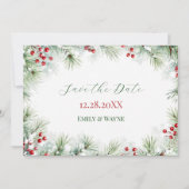 Winter-Kiefer- und Rotbeer-Hochzeit Save The Date (Vorderseite)