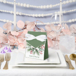 Winter-Kiefer- und Rote-Beeren-Hochzeit Geschenkschachtel