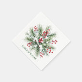 Winter-Kiefer- und Rote-Beeren-Hochzeit Serviette (Ecke)