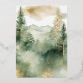 Winter-Kiefer-Wald-Monogramm-Hochzeit Folieneinladung (Rückseite)
