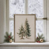 Winter-Kiefer-Wasserfarbenposter Poster