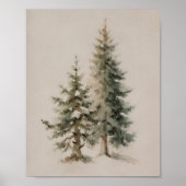 Winter-Kiefer-Wasserfarbenposter Poster (Vorne)