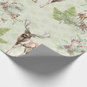 Winter-Kiefern-Kegel-Waldtier-Rotwild-Vögel Geschenkpapier (Ecke)