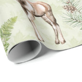 Winter-Kiefern-Kegel-Waldtier-Rotwild-Vögel Geschenkpapier (Rolleneckpunkt)
