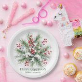 Winter-Kiefern- und Rotbeer-Hochzeitsdusche Pappteller (Party)