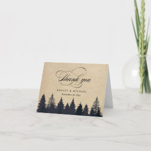 Winter-Kiefernbäume-Wald-Script-Kraft-Dankeschön Dankeskarte
