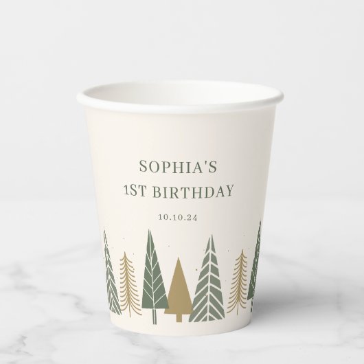 Winter Kindergeburtstag Party Pappbecher (Vorderseite)