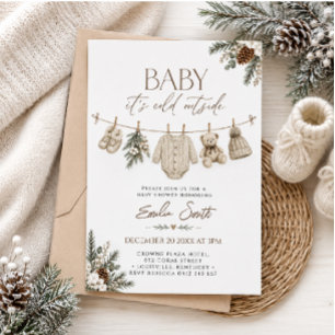 Winter-Kinderwäscheleine-Baby-Party Einladung