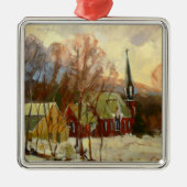 "Winter-Kirchen-" Baum-Verzierung Silbernes Ornament (Vorne)