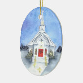 Winter-Kirchen-Verzierung Keramikornament (Links)