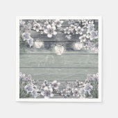 Winter Kirschblossom Zweige & Lanterns Rustikal Serviette (Vorderseite)